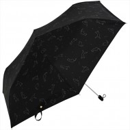 日本 Nifty Colors 可愛小貓扁柄三折傘 - 黑色