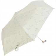 日本 Nifty Colors 可愛小貓扁柄三折傘 - 白色